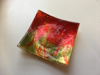 Verre Eglomise on slumped bowl